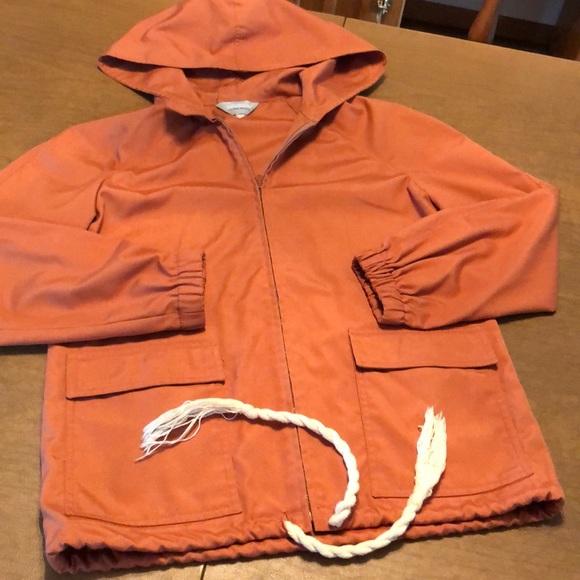 Vintage Jackets & Blazers - VTG Pumpkin Hooded INTUITIONS Full Zip Jacket